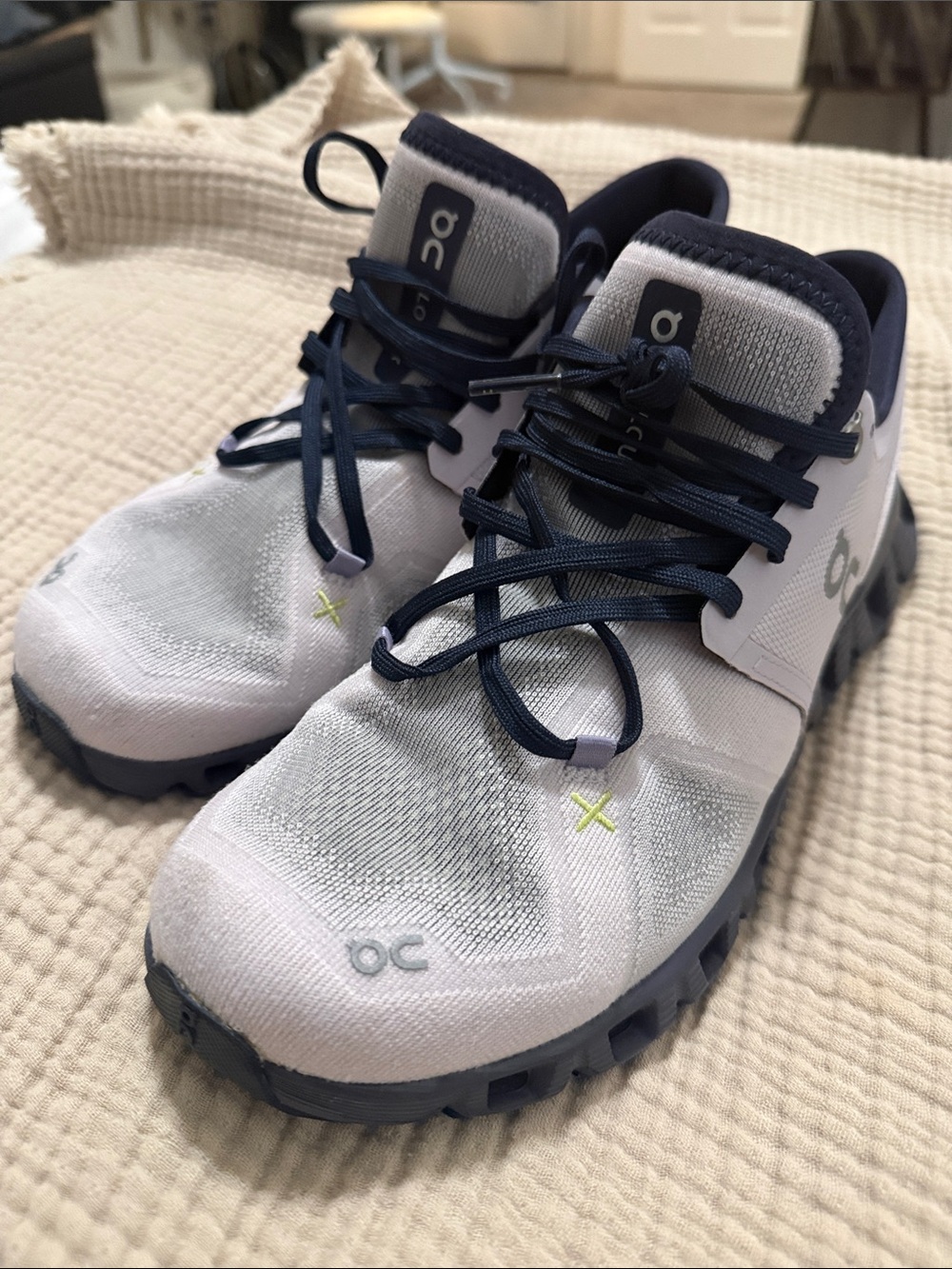 On Running women’s Sneakers - Lavender and Navy with Lime Accent